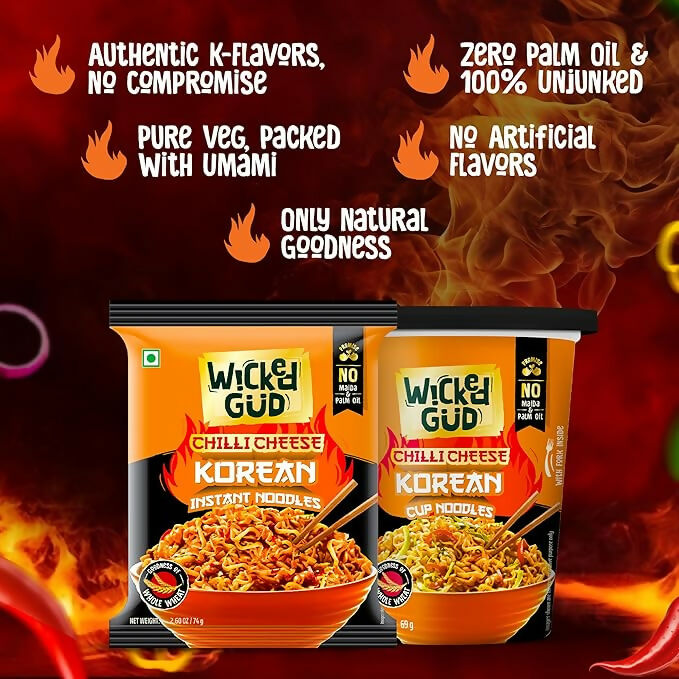 WickedGud Chilli Cheese Korean Noodles Combo | Grocsy