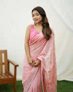 Vamsee Jasmin Peach Uae Georgette Saree | Grocsy