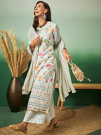 Light Blue Georgette Handwork Unstitched Dress Material - Hanika | Grocsy