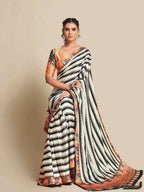 Black Bright Moss Designer Digital Printed Party Wear Saree - Be Verly | Grocsy