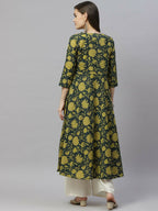 Miravan Women's Pure Cotton Floral Printed Anarkali Kurtas | Grocsy