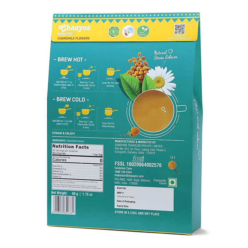 Chaayos Chamomile Flower Herbal Tea | Grocsy