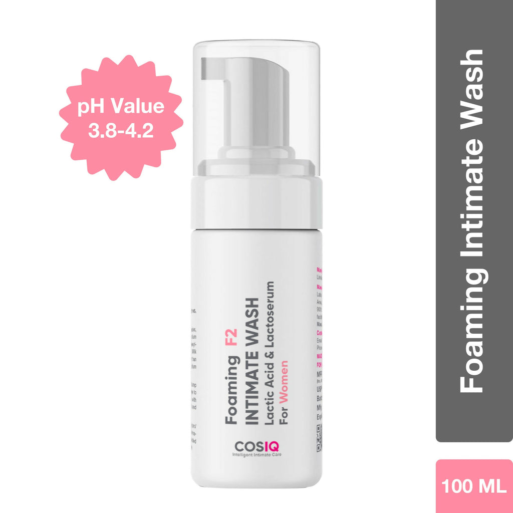 Cos-IQ Foaming F2 Intimate Wash For Women, Hygiene Wash with Lactic Acid & Lactoserum | Grocsy