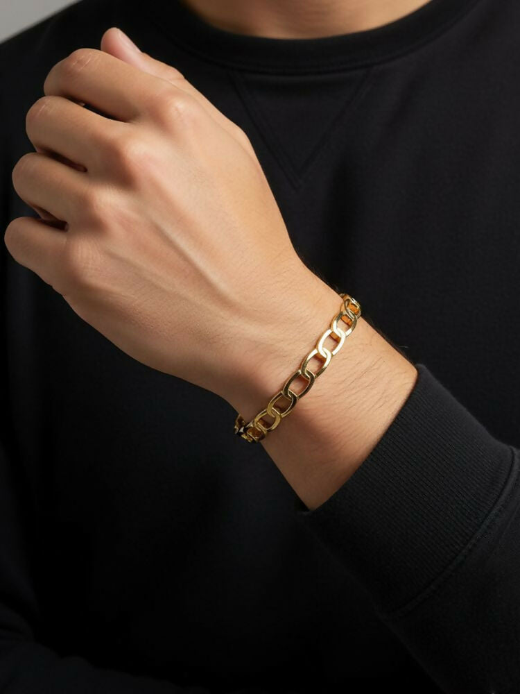 NVR Men's Gold Plated Cuff Bracelet | Grocsy