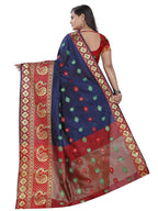 Vamika Banarasi Cotton Silk Navy Blue Weaving Saree | Grocsy