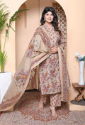 Miravan Womens Multicolor Floral Printed Pure Cotton Kurta And Palazzo With Dupatta Set | Grocsy