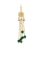 Ruby Raang Gold Flower Kundan & Green Stone Hair Jewelry | Grocsy