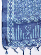 Myshka Women's Blue Cotton Print Casual Dupatta | Grocsy