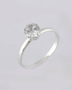 VOJ white CZ-detail Stainless Steel Cubic Zirconia Silver Plated adjustable finger Ring | Grocsy