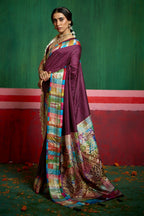 Joban Fashion Tushar Silk Maroon Colored With Zari Border And Designer Pallu Saree | Grocsy