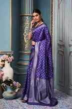 DEIANA'S Beautiful Designer Golden zari Soft Lichi Silk Saree - Purple | Grocsy