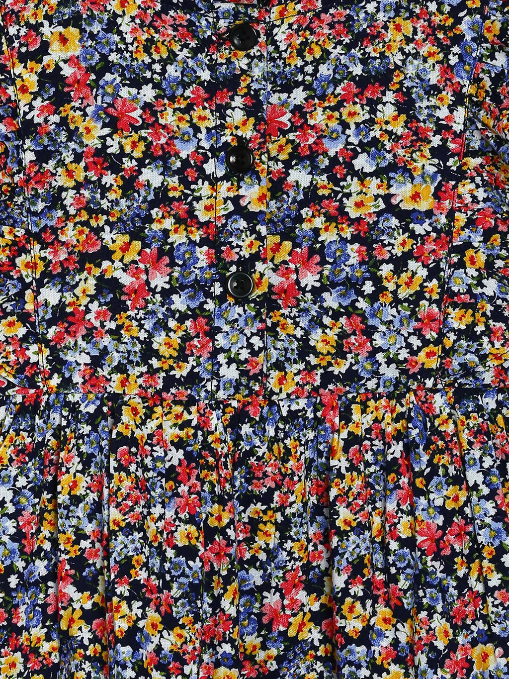 Manet Girls Cotton Frill Sleeve Frock Small Flower Print - Multicolour | Grocsy