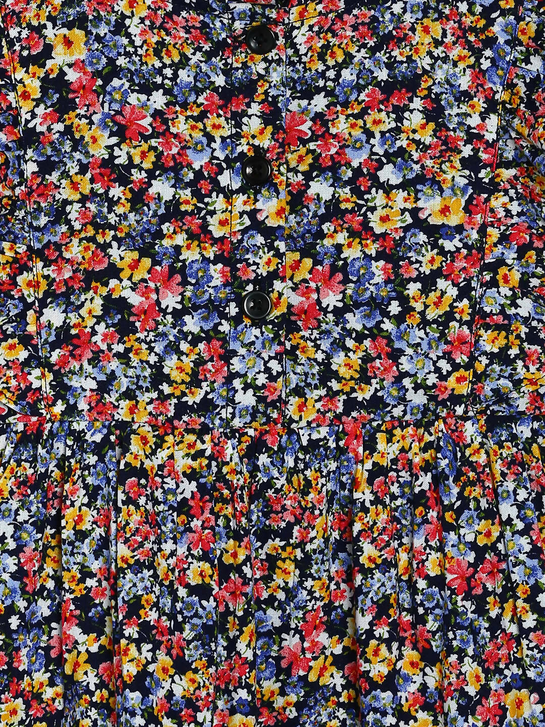 Manet Girls Cotton Frill Sleeve Frock Small Flower Print - Multicolour | Grocsy
