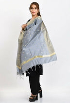 Mominos Fashion Moeza Women's Banarsi Silk Woven Design Grey Dupatta | Grocsy