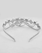 VOJ Silver Plated Peacock Printed Hairband With Mang Tikka | Grocsy