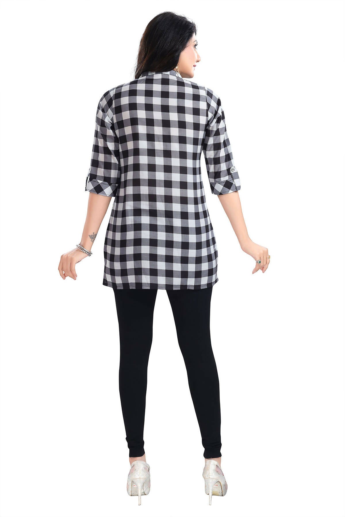 Snehal Creations Rayon Black White Checks Short All Over Print | Grocsy