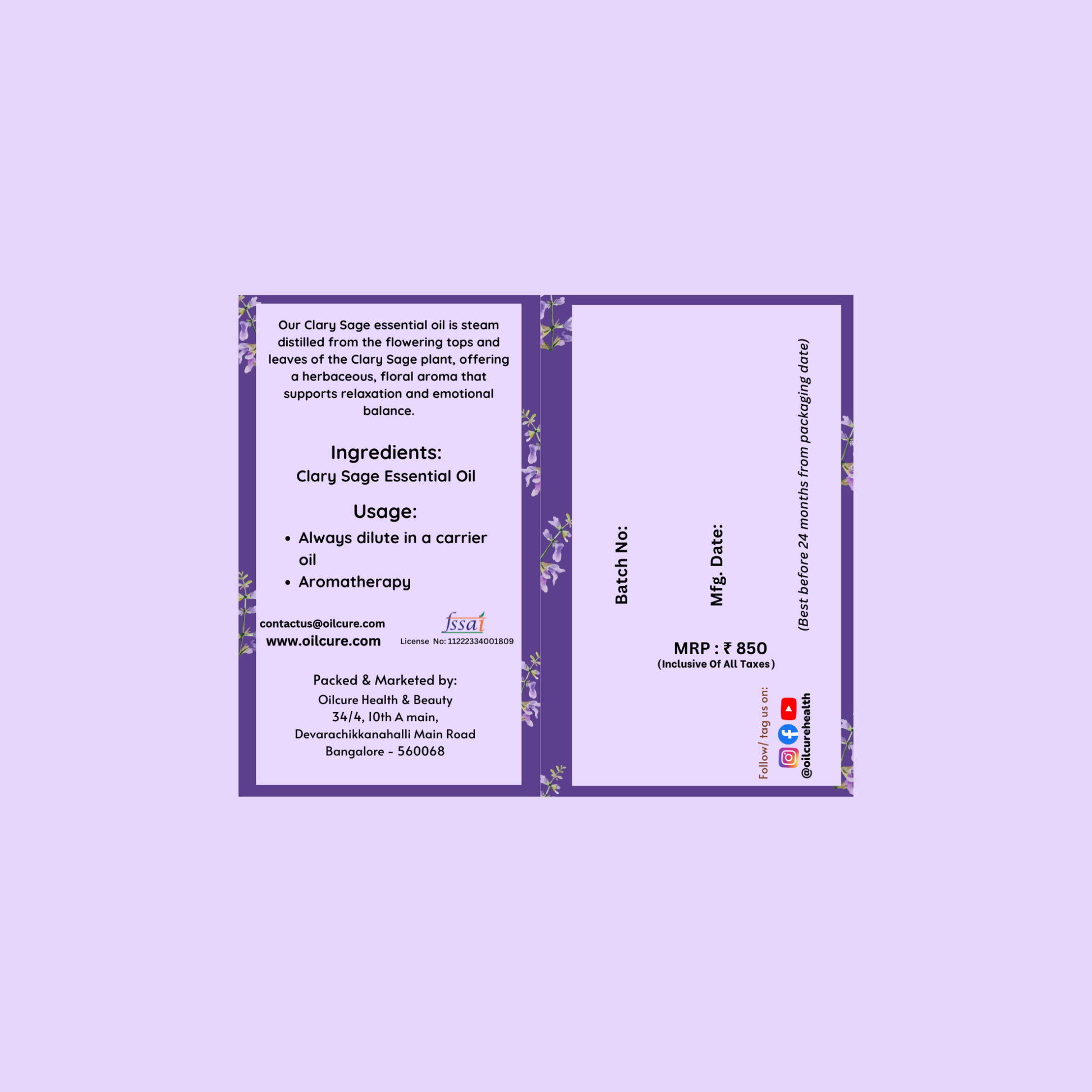 Oilcure Clary Sage Essential Oil | Grocsy