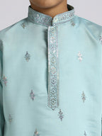 Joban Fashion Kids Island Ethnic Wear with Silk Sequence Embroidery Kurta and Pyjama Set - Teal Blue | Grocsy