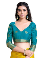 Mimosa Women's Yellow Mysore Silk Crepe Saree With Blouse | Grocsy