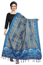 Vamika Blue Printed OM Designed Khadi Bhagalpuri Dupatta | Grocsy