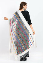 Mominos Fashion Moeza Women's Orgenza Multi Thread Mirror Work White Dupatta | Grocsy