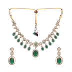 Nuyug 18K Gold Plated Emerald Blossom Necklace Set | Grocsy