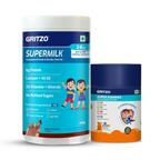 Gritzo SuperMilk Overall Growth (2-6y Boy & Girl) (Double Chocolate) with Super Gummies (Natural Orange Flavour) | Grocsy