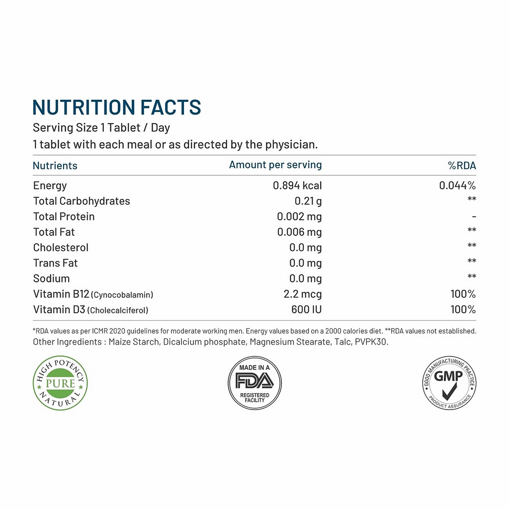 Bliss Welness Vitamin B12+D3 Tablets | Grocsy