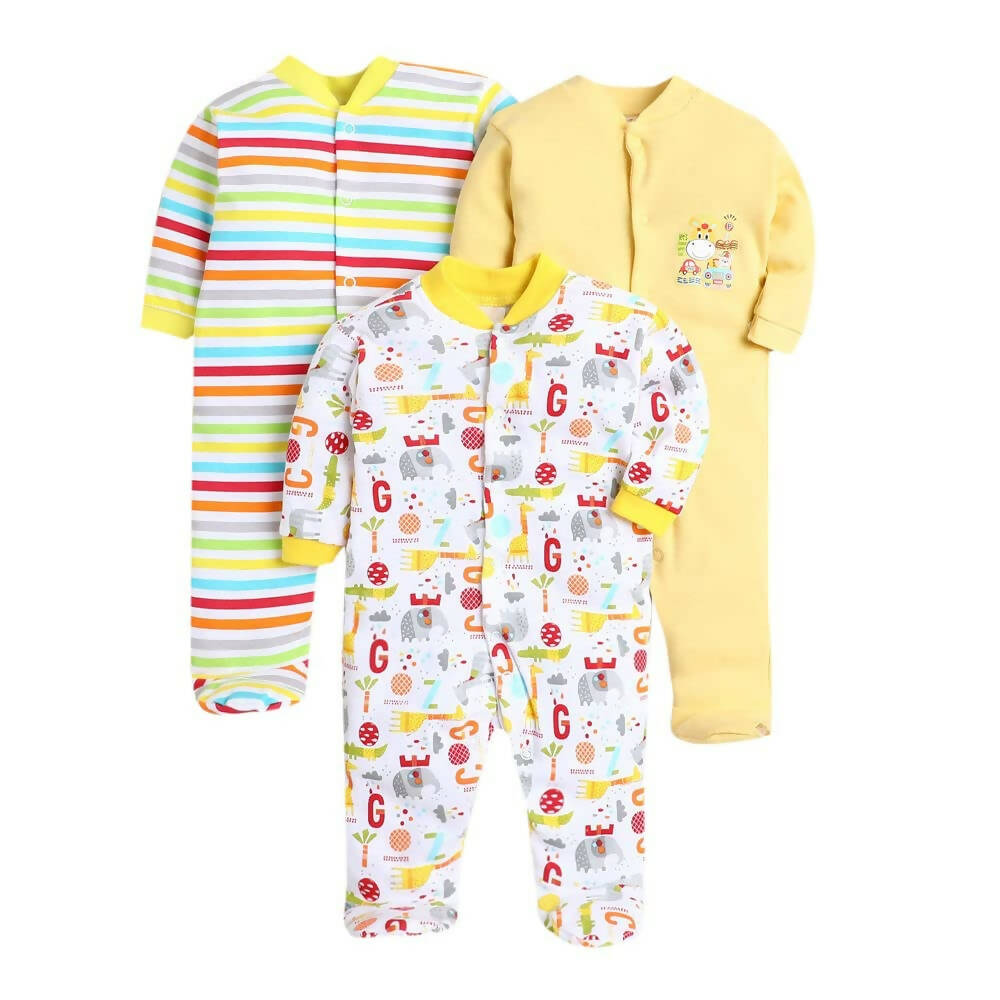 Daddy - G Rompers/Sleepsuits/Jumpsuit /Night Suits for New Born Babies - Yellow | Grocsy
