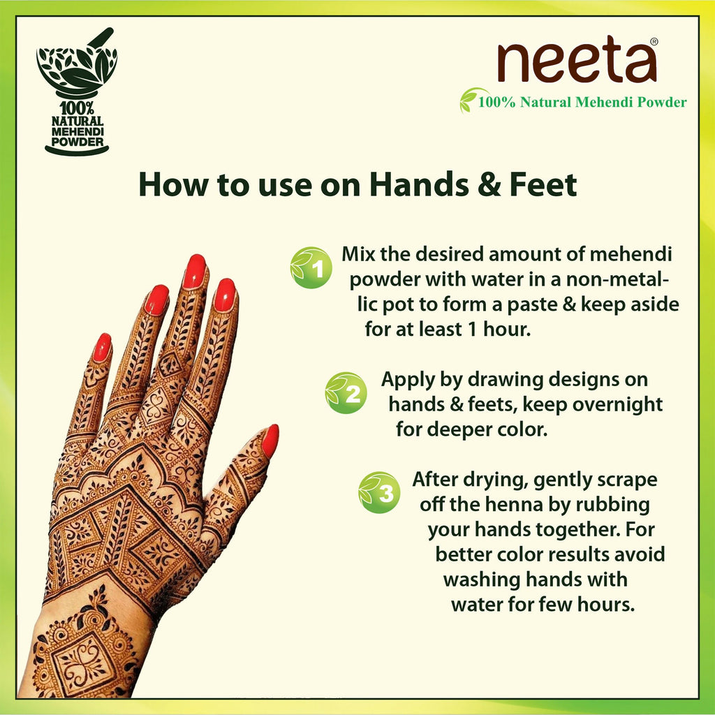 Neeta 100% Natural Henna Powder For Hair Colour And Growth|Rich Brown Shades | Grocsy