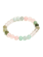 Green Avanturine, Clear Quarts, Amethyst Multicoloued Pastel Shade Crystal Bracelet - Ruby Raang | Grocsy