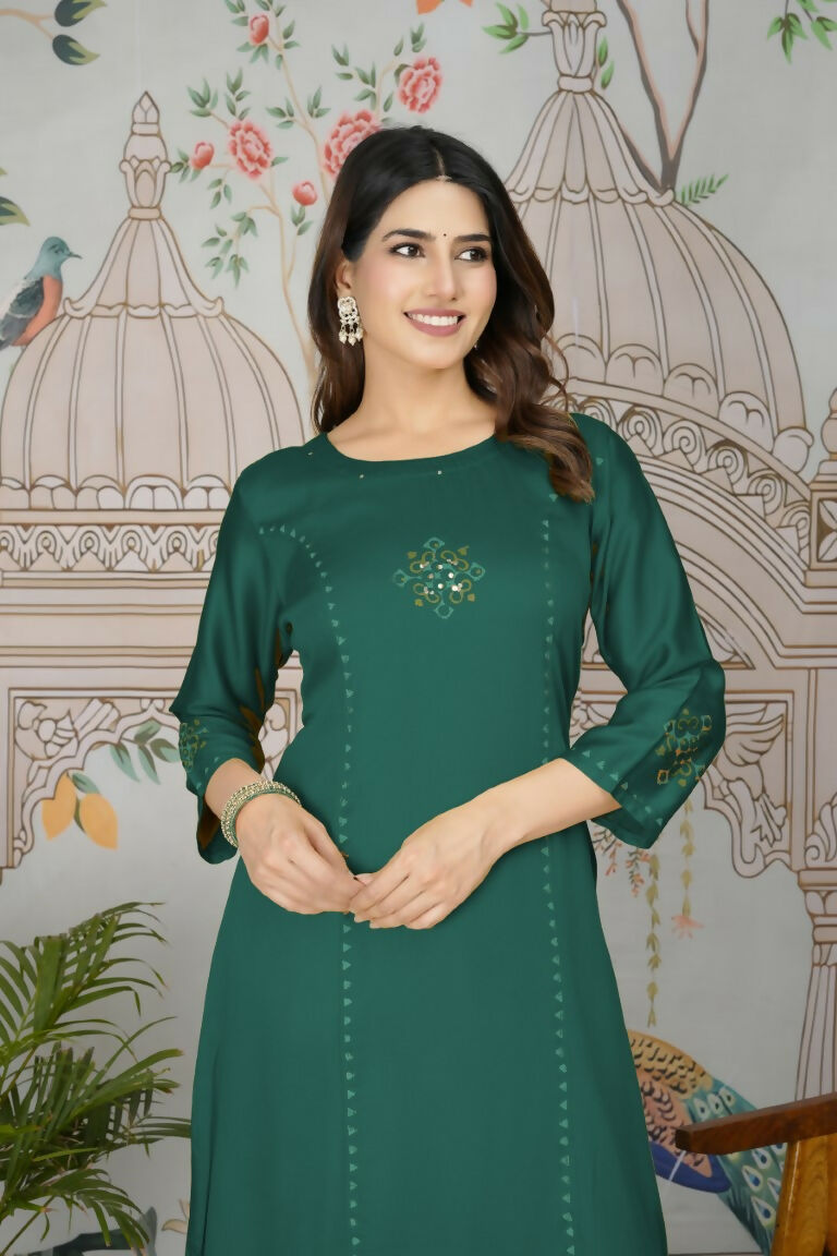 Festive Wear Ethnic Pure gaji silk with pocket inside kurti Rama Stitched Suit - Pihu | Grocsy