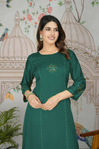 Festive Wear Ethnic Pure gaji silk with pocket inside kurti Rama Stitched Suit - Pihu | Grocsy