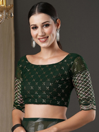 Saree Mall Green Abstract Printed Pure Georgette Saree | Grocsy