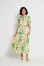 Green Rayon Tie dye Printed Top with Matching Skirt - Shivani | Grocsy