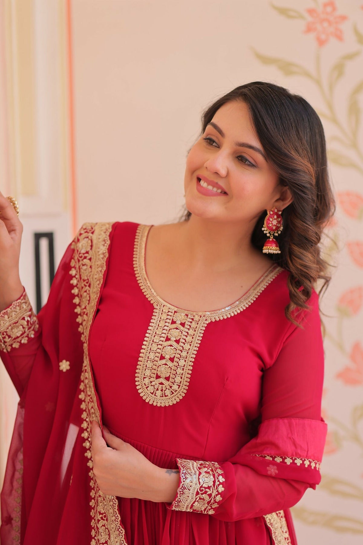 Joban Fashion Maroon Georgette Sequence Embroidery Work Kurta Set | Grocsy