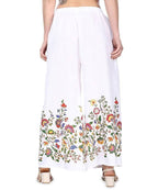 Mominos Fashion White Floral Design Palazzo | Grocsy