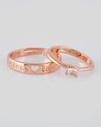 VOJ Stainless Steel Cubic Zirconia Gold-Polished Adjustable Couple Ring Set | Grocsy