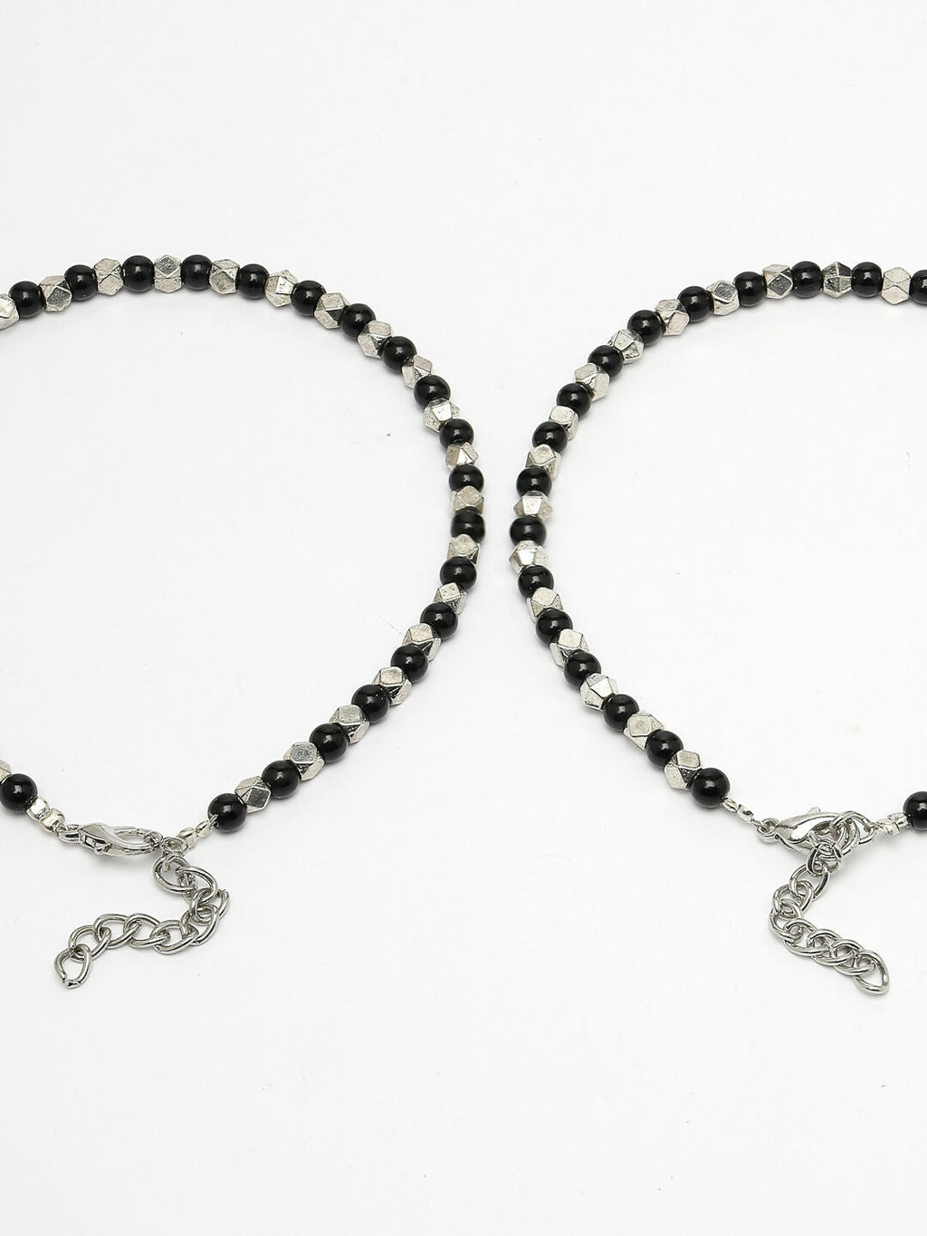NVR Women's Evil Eye Black & Silver Anklets | Grocsy