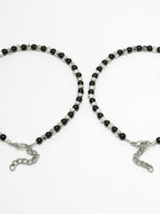 NVR Women's Evil Eye Black & Silver Anklets | Grocsy