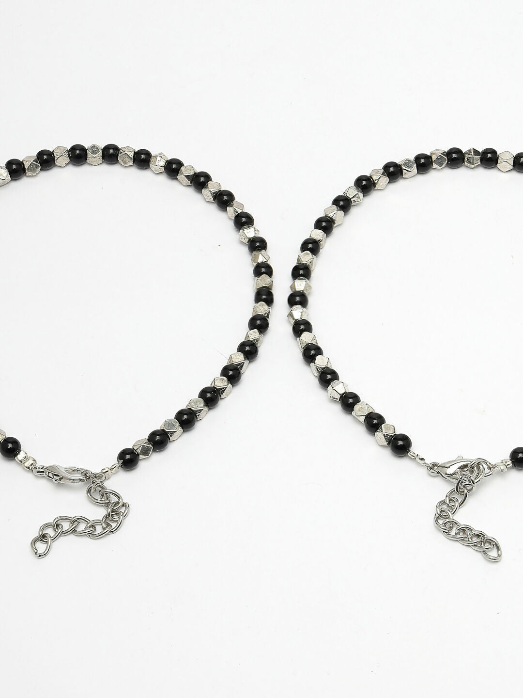 NVR Women's Evil Eye Black & Silver Anklets | Grocsy