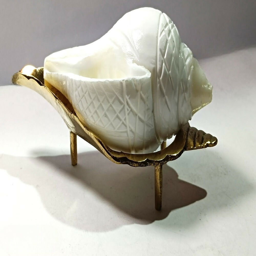 Brass Jal Shankha With Stand | Grocsy