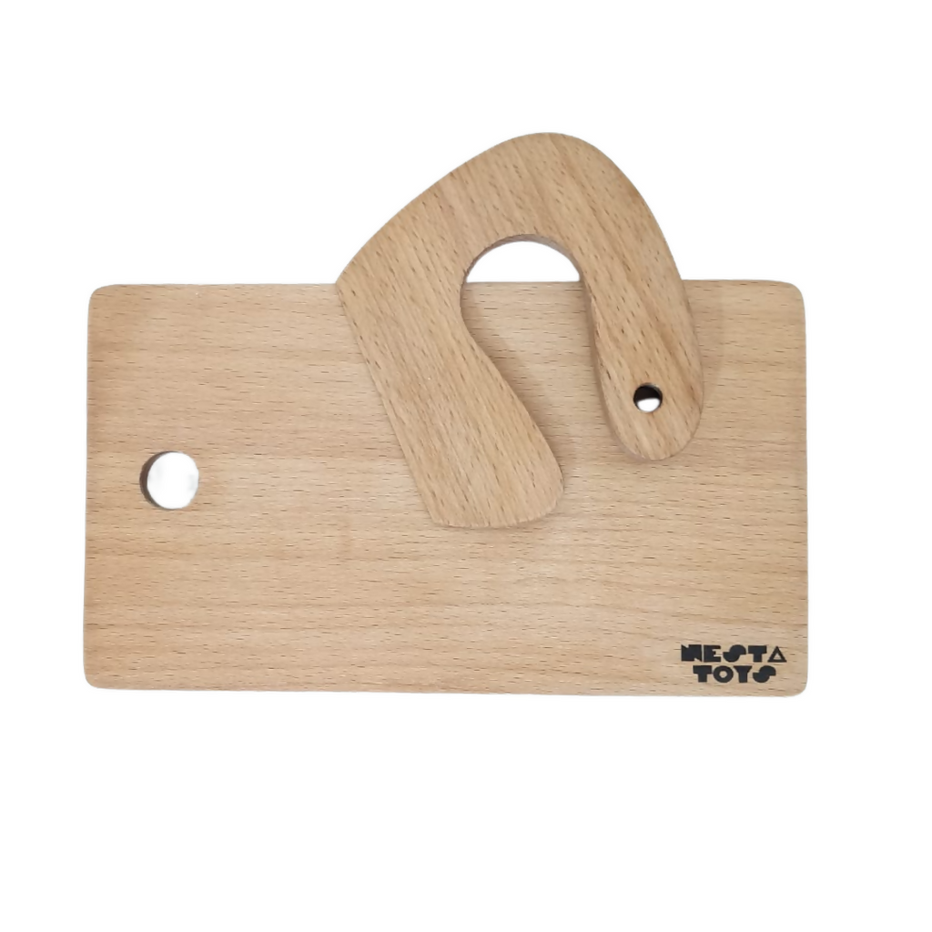 Nesta Toys Montessori Chopping Board & Knife for Babies & Toddlers, Safe Cutting Tool for Kids, Kitchen Pretend Play Toys | Grocsy