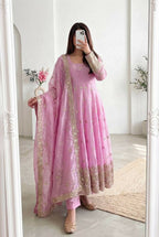 Teeya Creation New Latest Trendy Elegant Pink Festive Anarkali Suit for Women | Grocsy
