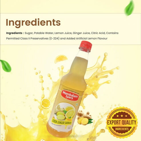 Mambalam Iyers Lemon Ginger Sarbath | Grocsy