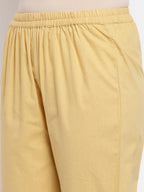Myshka Women's Cream Cotton Solid Casual Trouser | Grocsy