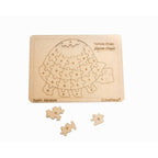 Kraftsman English Alphabets Wooden Jigsaw Puzzles Tortoise Shape Puzzle | Color Kit Included | Grocsy