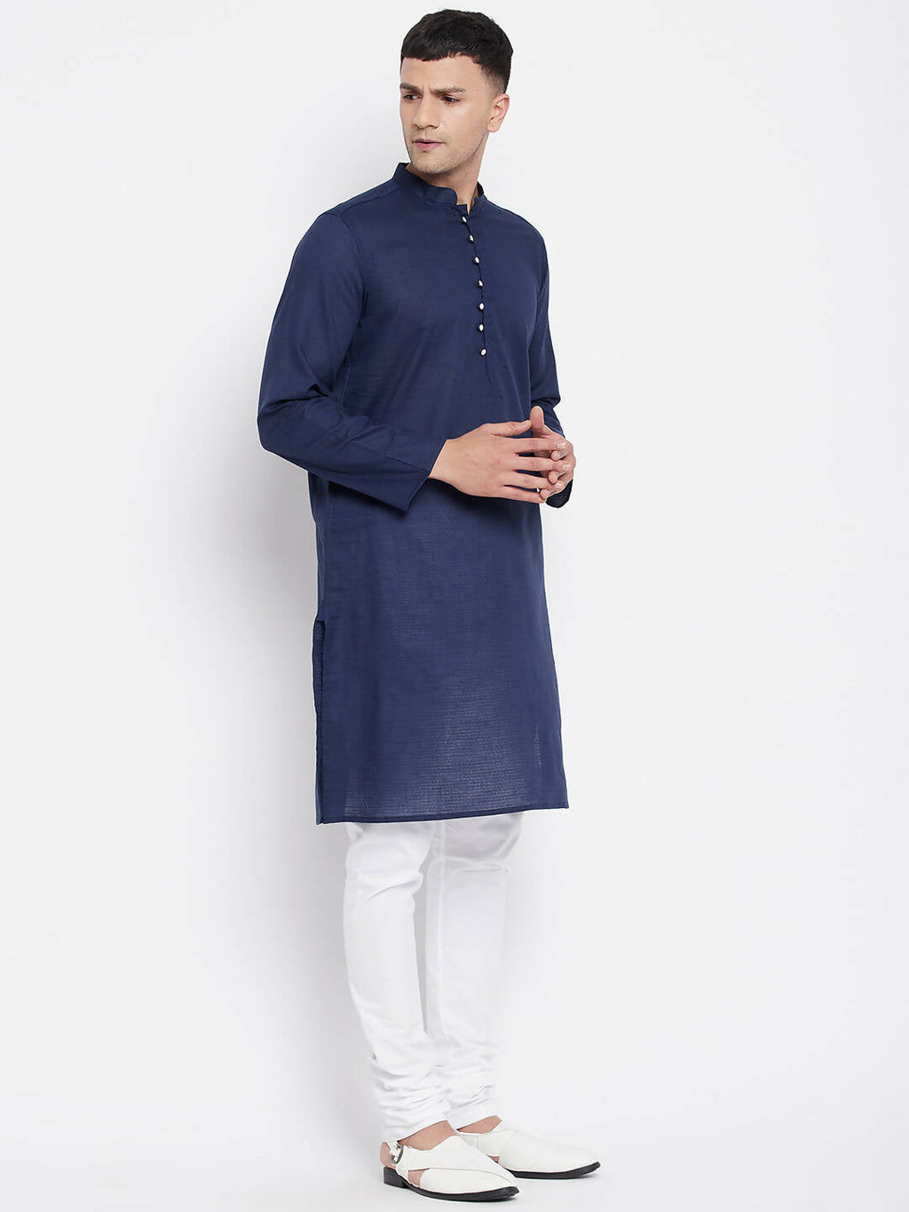 Even Apparels Blue Color Rayon Men's Kurta With Band Collar | Grocsy