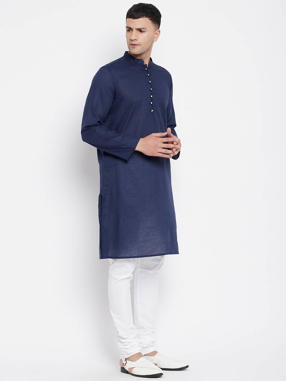 Even Apparels Blue Color Rayon Men's Kurta With Band Collar | Grocsy