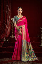 Joban Fashion Pink Paithani Silk Blend Butti Saree | Grocsy